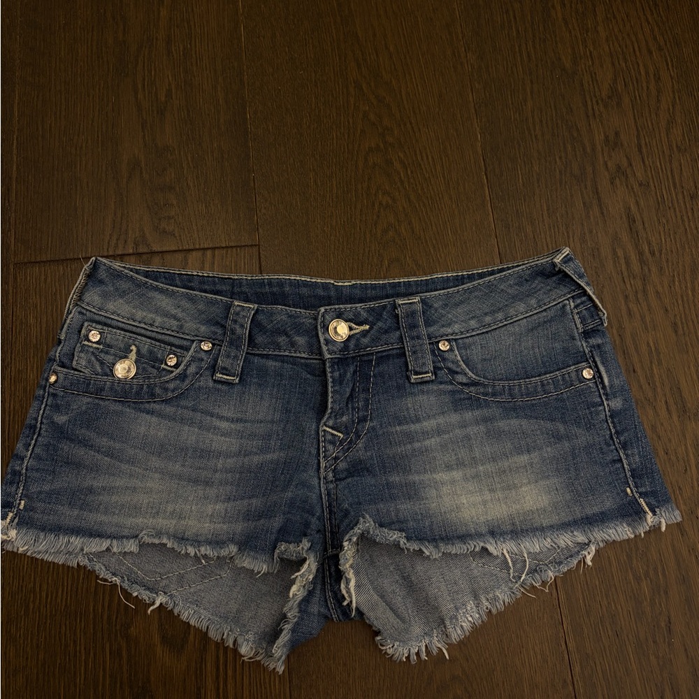 True Religion Distressed Denim Cutoff Shorts